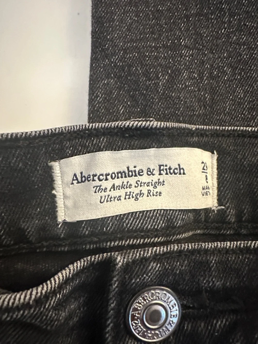 Abercrombie & Fitch Dark Wash Black The Ankle Straight‎ Ultra High Rise Size 29 - Picture 4 of 5